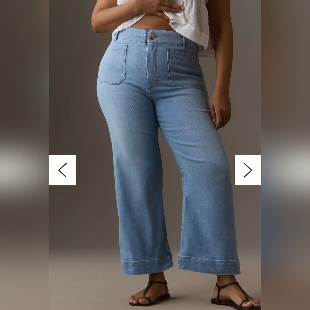 The Colette Crop High-Rise Wide-Leg Jeans by Maeve. Size 18 W